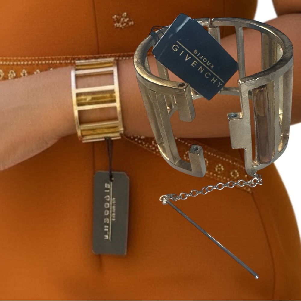 VTG Couture Givenchy Bijoux Cuff Bracelet Goldtone Amber Crystal Gift Ready - Picture 5 of 9